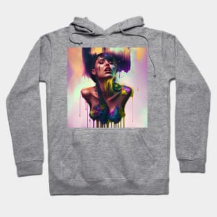 Elegantly Wasted - Emotionally Fluid Collection - Psychedelic Paint Drip Portraits Hoodie